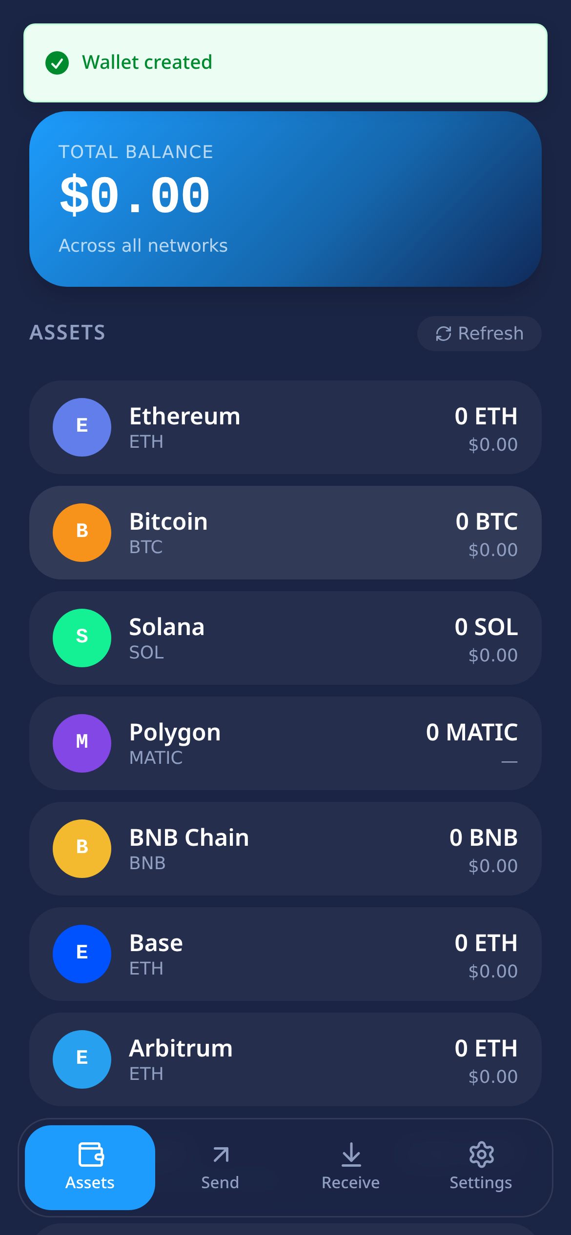 Legereum wallet assets